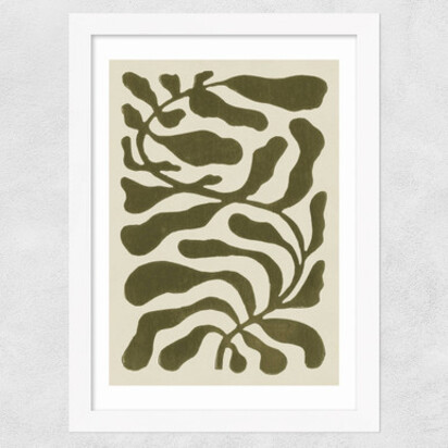 One Hundred Leaved Plant Green A3 (29.7 x 42cm) Frame Black Narrow (15mm) 