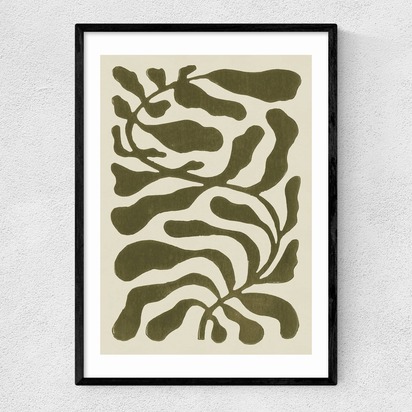 One Hundred Leaved Plant Green A3 (29.7 x 42cm) Frame Black Narrow (15mm) 