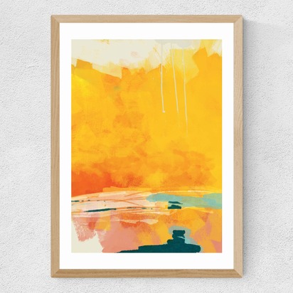 Paysage Jaune 50x70cm Frame Natural Oak Medium (22mm) 