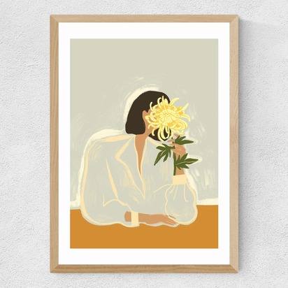 The Chrysanthemum by Arty Guava A1 (59.4 x 84.1cm) Frame Natural Oak Medium (22mm) 