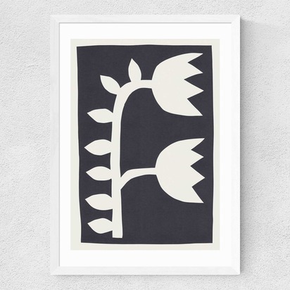 Black Tulips II A3 (29.7 x 42cm) Frame White Medium (22mm) 