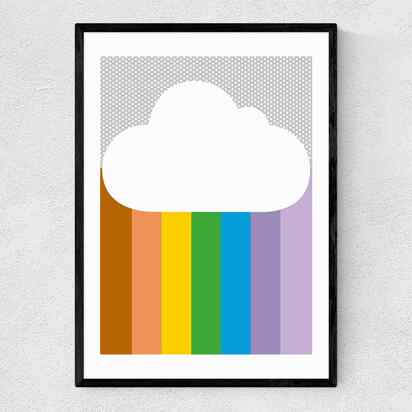 Rainbow Cloud by Dicky Bird A3 (29.7 x 42cm) Frame Black Narrow (15mm) 