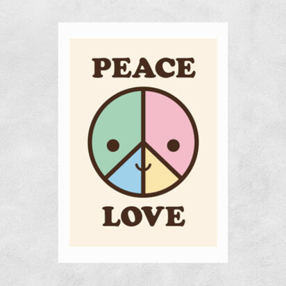 Peace & Love by Dicky Bird A3 (29.7 x 42cm) Frame Natural Oak Medium (22mm) 