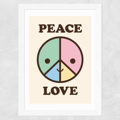 Peace & Love by Dicky Bird A3 (29.7 x 42cm) Frame Natural Oak Medium (22mm) 