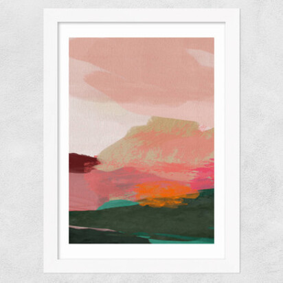 Green and Pink Abstract I 50x70cm Frame Natural Oak Medium (22mm) 