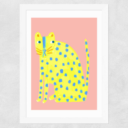 Big Spotty Cat A2 (42 x 59.4cm) Frame Natural Oak Narrow (15mm) 