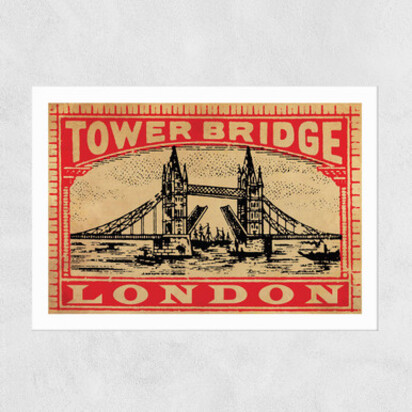 Tower Bridge by Indieprints A2 (42 x 59.4cm) Frame Black Narrow (15mm) 
