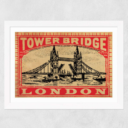 Tower Bridge by Indieprints A2 (42 x 59.4cm) Frame Black Narrow (15mm) 