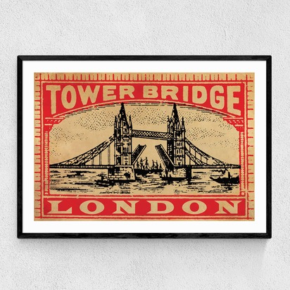 Tower Bridge by Indieprints A2 (42 x 59.4cm) Frame Black Narrow (15mm) 
