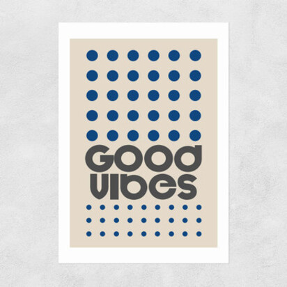 Good Vibes (Blue) A3 (29.7 x 42cm) Frame White Narrow (15mm) 