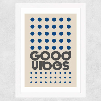 Good Vibes (Blue) A3 (29.7 x 42cm) Frame White Narrow (15mm) 