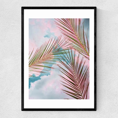 Palms + Sky A2 (42 x 59.4cm) Frame Black Narrow (15mm) 