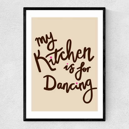 My Kitchen Is For Dancing 50x70cm Frame Black Narrow (15mm) 