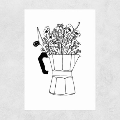 Moka Flowers Print A1 (59.4 x 84.1cm) Frame Black Medium (22mm) 