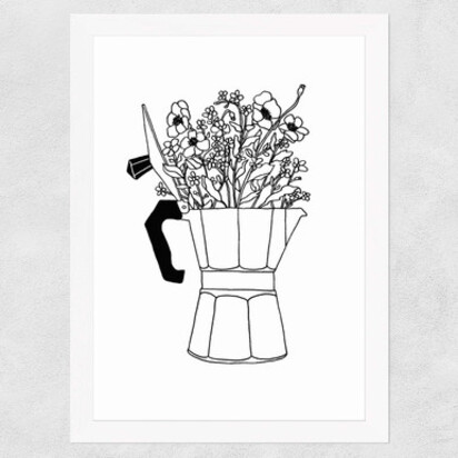 Moka Flowers Print A1 (59.4 x 84.1cm) Frame Black Medium (22mm) 
