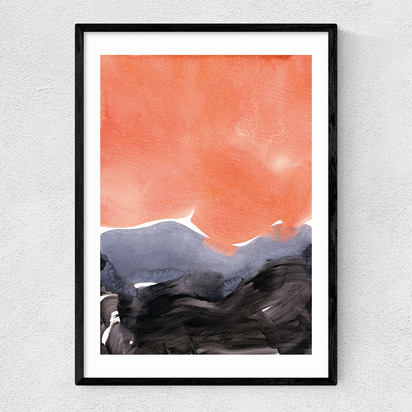 Orange Blue Graphite A3 (29.7 x 42cm) Frame Black Narrow (15mm) 