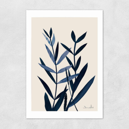 Blue Plant I A3 (29.7 x 42cm) Frame Natural Oak Narrow (15mm) 