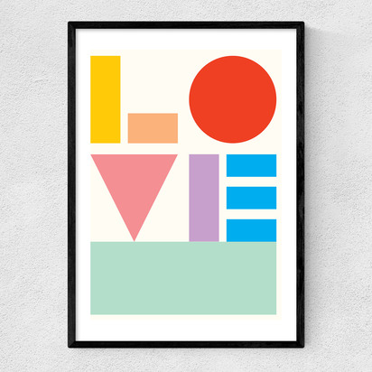 Love by Dicky Bird 50x70cm Frame Black Narrow (15mm) 