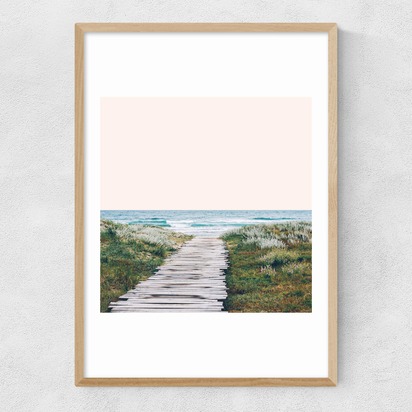 The Ocean Is Calling 50x70cm Frame Natural Oak Narrow (15mm) 