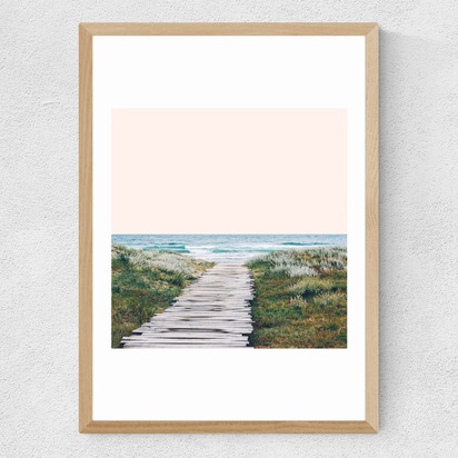 The Ocean Is Calling A3 (29.7 x 42cm) Frame Natural Oak Medium (22mm) 