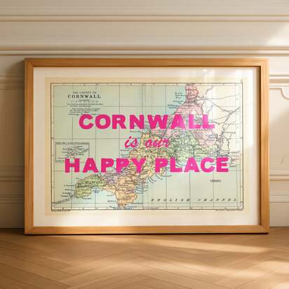Custom Map Print for Any Location | Personalised Vintage Map Print | Pink Font