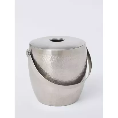 John Lewis Matt Finished Hammered Stainless Steel Ice Bucket Stainless Steel | H16.50 x W15 x D18cm