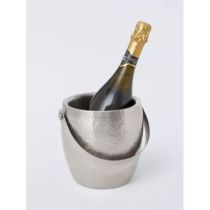 John Lewis Matt Finished Hammered Stainless Steel Ice Bucket Stainless Steel | H16.50 x W15 x D18cm