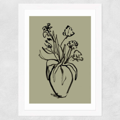 Mono Botanical 9 A2 (42 x 59.4cm) Frame Black Narrow (15mm) 