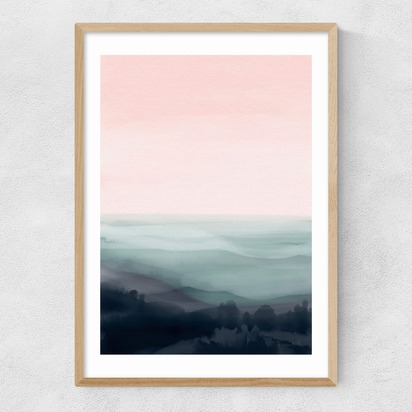 Morning by Dan Hobday A2 (42 x 59.4cm) Frame Natural Oak Narrow (15mm) 