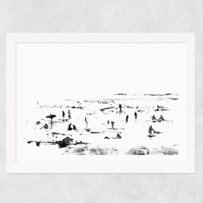 Beach People A2 (42 x 59.4cm) Frame Black Narrow (15mm) 