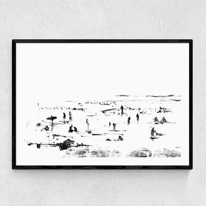 Beach People A2 (42 x 59.4cm) Frame Black Narrow (15mm) 