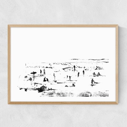 Beach People A1 (59.4 x 84.1cm) Frame Natural Oak Narrow (15mm) 