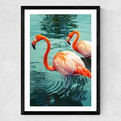 Flamingoes A1 (59.4 x 84.1cm) Frame Black Medium (22mm) 