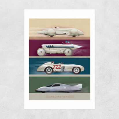 Record Cars A3 (29.7 x 42cm) Frame Natural Oak Medium (22mm) 