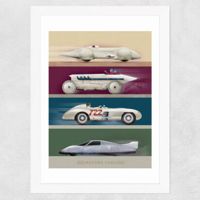 Record Cars A3 (29.7 x 42cm) Frame Natural Oak Medium (22mm) 
