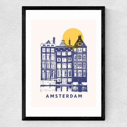 Amsterdam by Florent Bodart A3 (29.7 x 42cm) Frame Black Medium (22mm) 