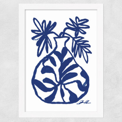 Blue Vase 50x70cm Frame White Wide (35mm) 