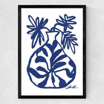 Blue Vase A3 (29.7 x 42cm) Frame Black Medium (22mm) 
