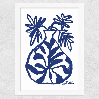 Blue Vase 50x70cm Frame White Wide (35mm) 