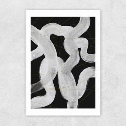 Abstract Brush Strokes 65 A1 (59.4 x 84.1cm) Frame Black Narrow (15mm) 