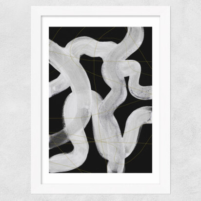 Abstract Brush Strokes 65 A1 (59.4 x 84.1cm) Frame Black Narrow (15mm) 