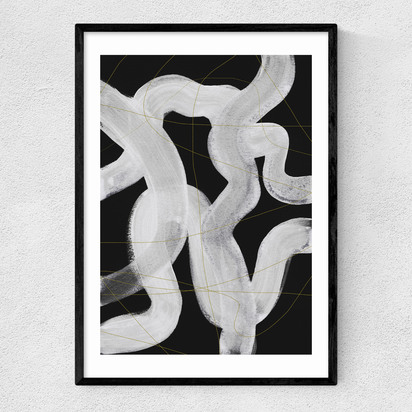 Abstract Brush Strokes 65 A1 (59.4 x 84.1cm) Frame Black Narrow (15mm) 