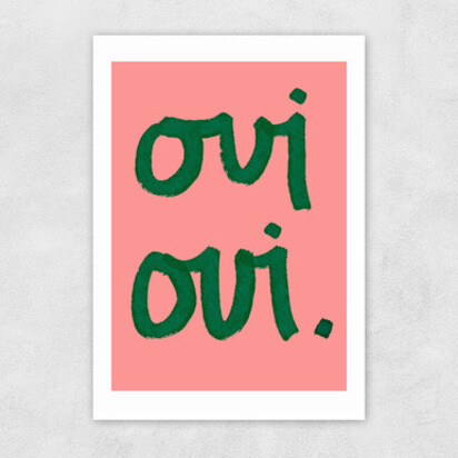 Oui Oui Peach A2 (42 x 59.4cm) Frame Black Narrow (15mm) 