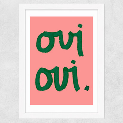 Oui Oui Peach A2 (42 x 59.4cm) Frame Black Narrow (15mm) 