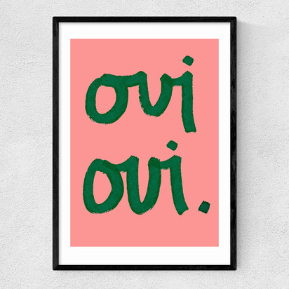 Oui Oui Peach A2 (42 x 59.4cm) Frame Black Narrow (15mm) 