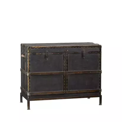 Pottery Barn Ludlow Trunk Bar, Black Wash Black | H93 x W113 x D57cm