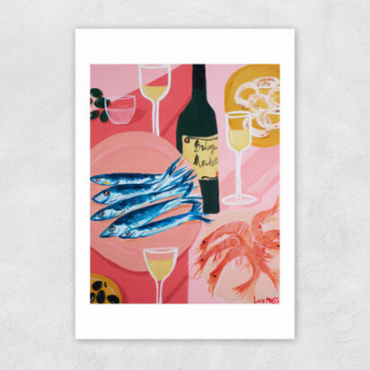 Shrimps and Sardines A2 (42 x 59.4cm) Frame Black Medium (22mm) 