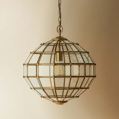 Killala pendant light in brass and glass