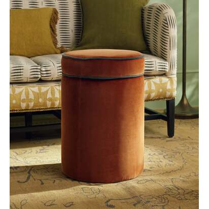 OKA | Samena Velvet Ottoman - Dirty Orange | Ottoman