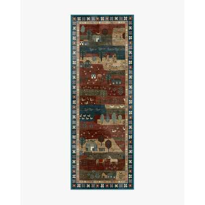 Alder Rust Red & Blue Rug - 75 x 215 cm - All-In-One Rug